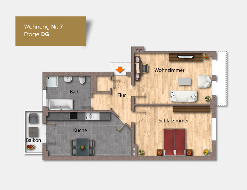 Grundriss Wohnung 7 – Stadthaus Schenkendorf 14 Magdeburg